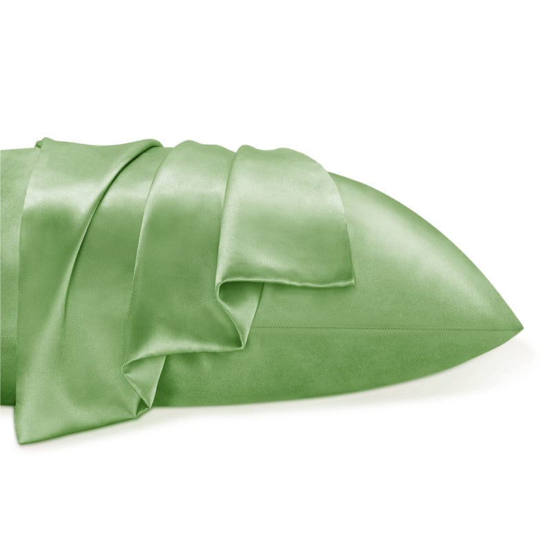 بيديليت وسادة ساتين بيدليت للشعر والجلد الناعم والتبريد على غرار حالات وسادة الحرير 2 عبوة مع غلاف غواصة للنساء الرجال (20 "" x30 "" كوين حجم الحكيم الأخضر) - Image 4