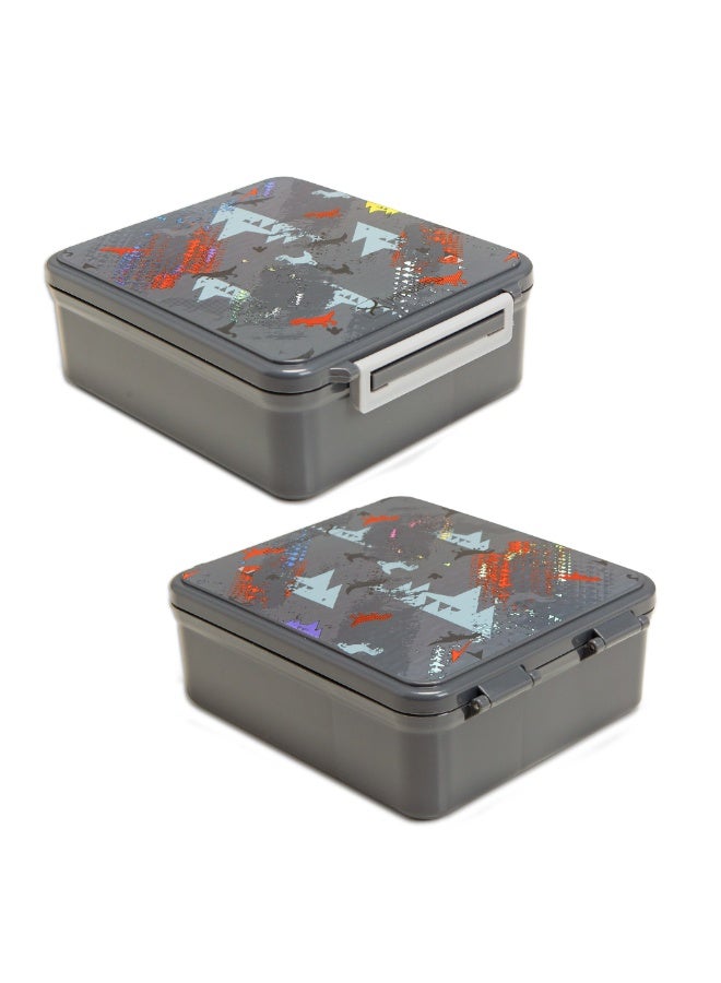 HYDROBREW صندوق غداء هيدروبرو Bento مع جرة طعام فولاذية - ديناصورات رمادي - Image 4