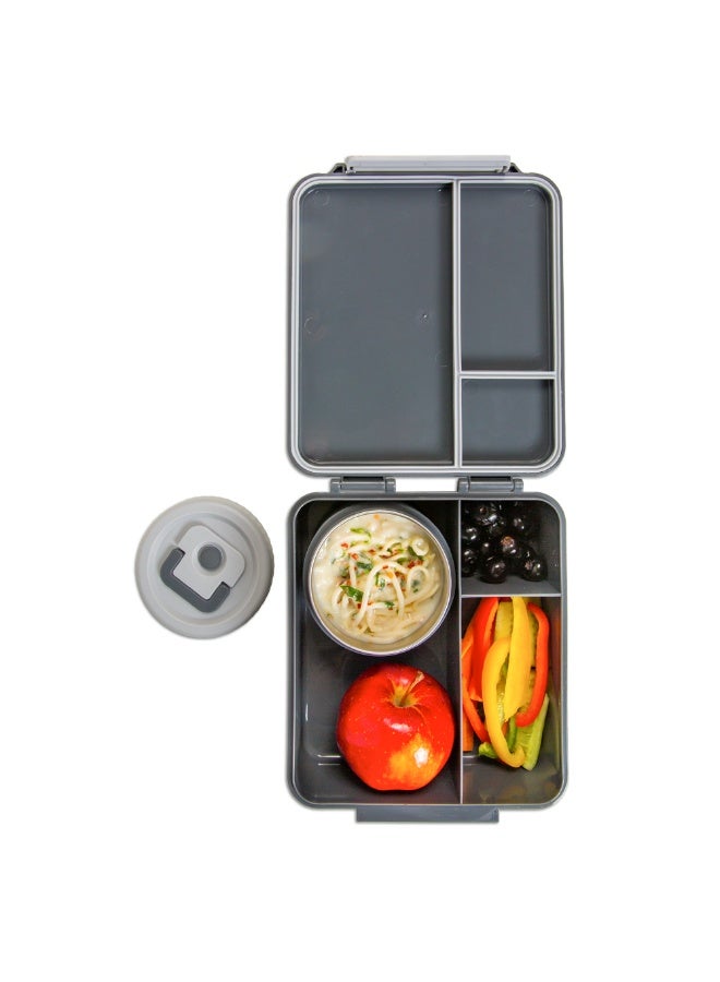 HYDROBREW صندوق غداء هيدروبرو Bento مع جرة طعام فولاذية - ديناصورات رمادي - Image 3