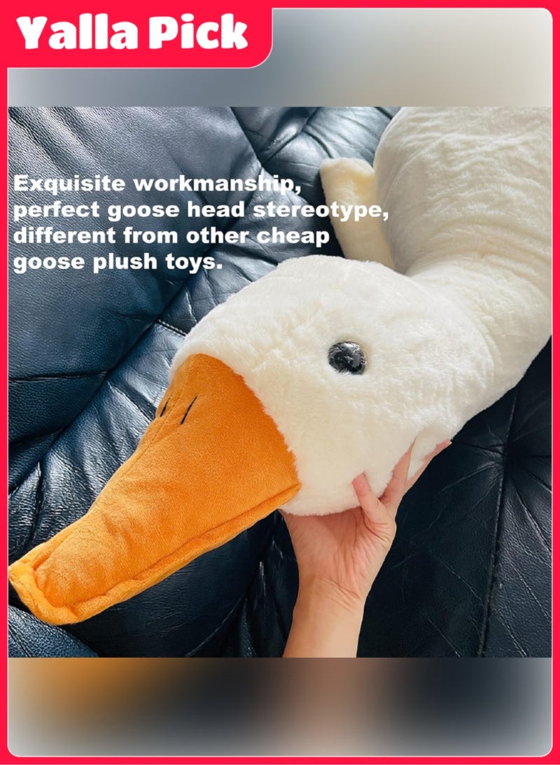 يلا بيك دمية محشوة على شكل أوزة بطول 190 سم، وسادة قطيفة لطيفة وناعمة، هدية للأطفال والأصدقاء (أبيض) - Image 2