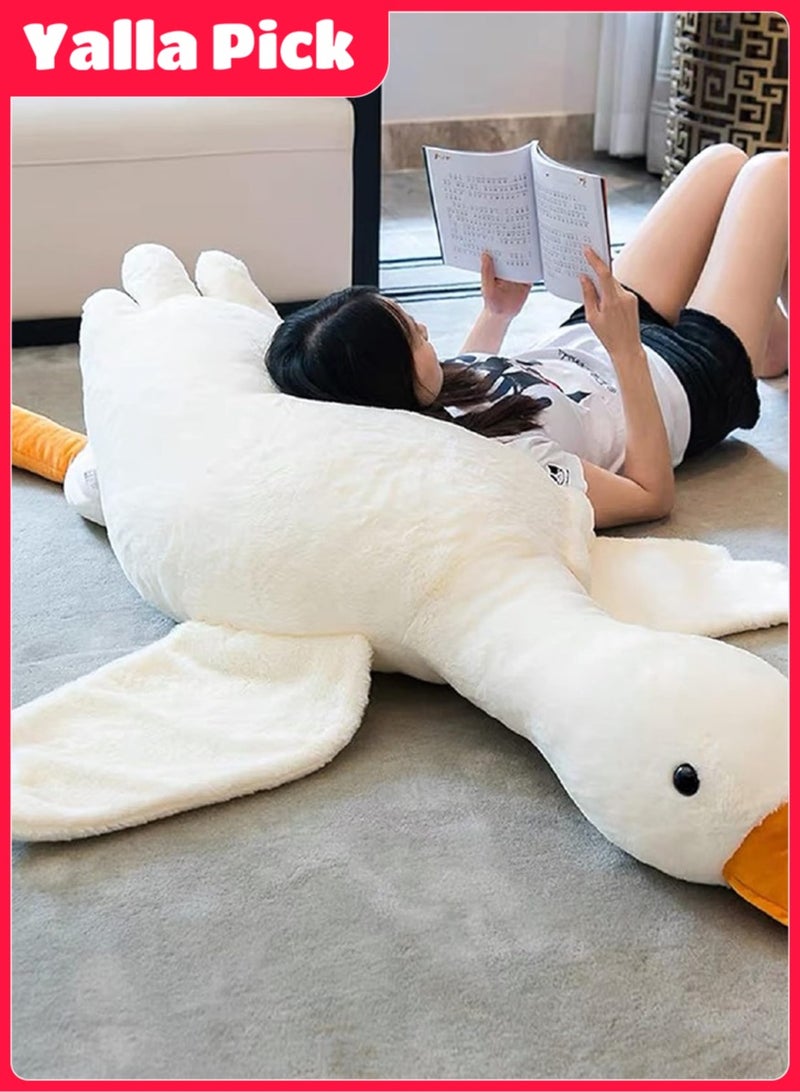 يلا بيك دمية محشوة على شكل أوزة بطول 190 سم، وسادة قطيفة لطيفة وناعمة، هدية للأطفال والأصدقاء (أبيض) - Image 4