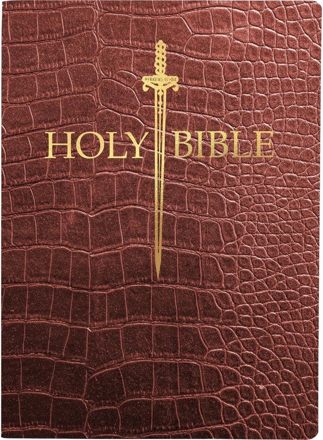 KJV Sword Bible, Large Print, Walnut Alligator Bonded Leather, Thumb Index: (Red Letter, Burgundy, 1611 Version) 