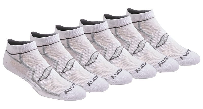 Saucony Men's Multi-Pack Bolt Performance Comfort Fit No-Show Socks, White (6 Pairs), Shoe Size: 13-15 - Image 1