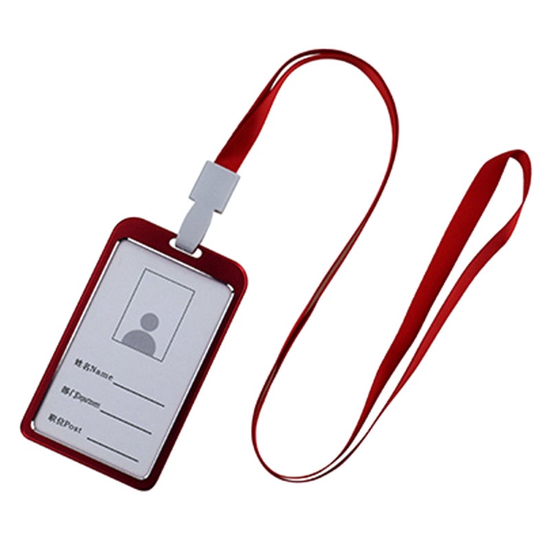 Red Premium Aluminum Alloy Badge Holder - Round Corner Design Ultra-thin Lightweight Card Holder for Office Workers, Business Professionals - Image 1