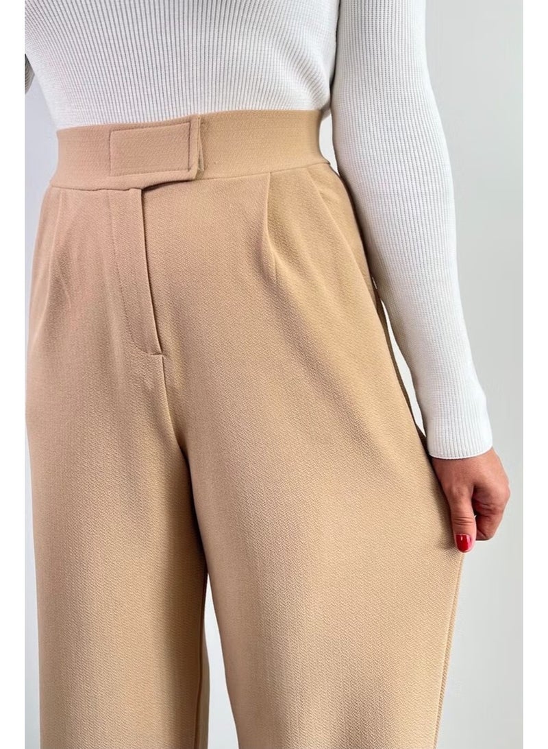 Ritnice Line Women's Lycra Velcro Beige Palazzo Trousers - Image 2