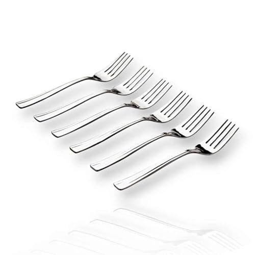 Tosaa Baby Fork Royal Plain 16G-Pack of 6 for Home & Kitchen,Use for Lunch and Dinner with Dishes Like Noodles, Pasta, and More. - Image 1
