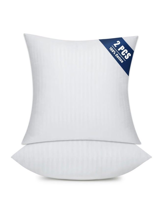 OKBA Throw Pillows Insert Set of 2, with 100% Cotton Cover, Bed and Couch (26x26 Inch (Pack of 2)-1CM Stripe) - Image 1