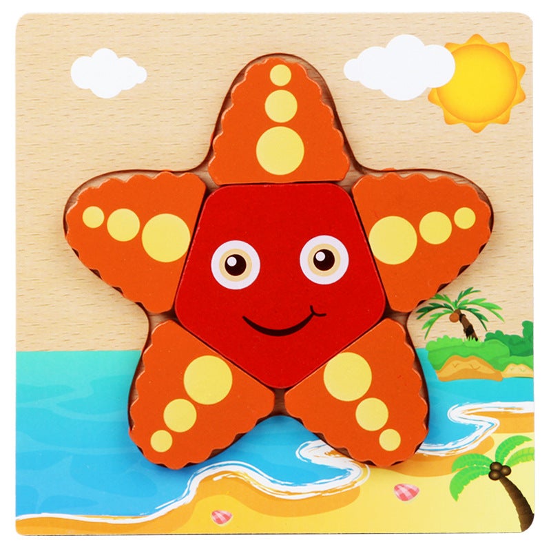 Wooden Early Childhood Education Three-Dimensional Puzzle Building Blocks Animal Traffic Cognition Puzzle Baby Intelligence Development Toy - Image 1