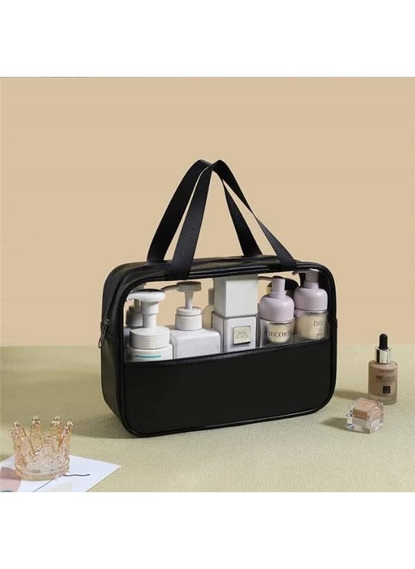 LIGHTNIING HAMMERZ Lightniing Hammerz Clear Transparent Makeup Pouch Set Cosmetic Organizer Bag Pouches for Women and Girls Travel Waterproof Toiletry Storage Kit Set of 3 Bag Black  - Image 3