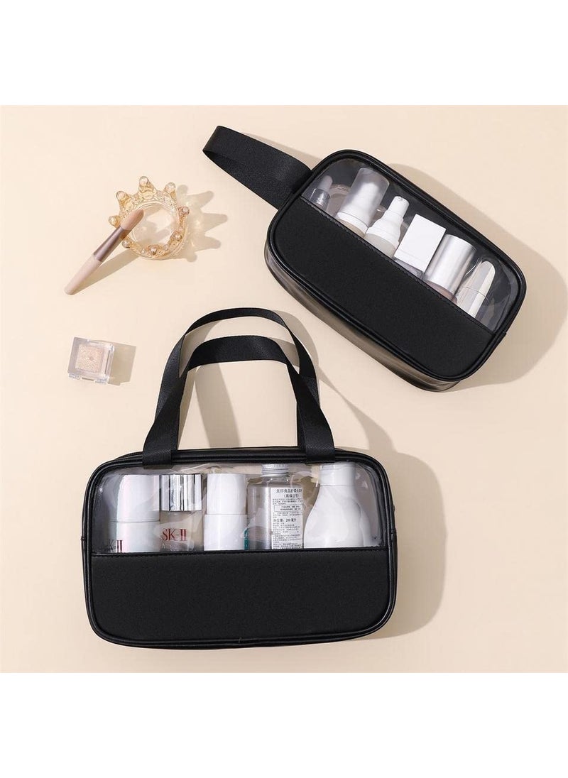 LIGHTNIING HAMMERZ Lightniing Hammerz Clear Transparent Makeup Pouch Set Cosmetic Organizer Bag Pouches for Women and Girls Travel Waterproof Toiletry Storage Kit Set of 3 Bag Black  - Image 4