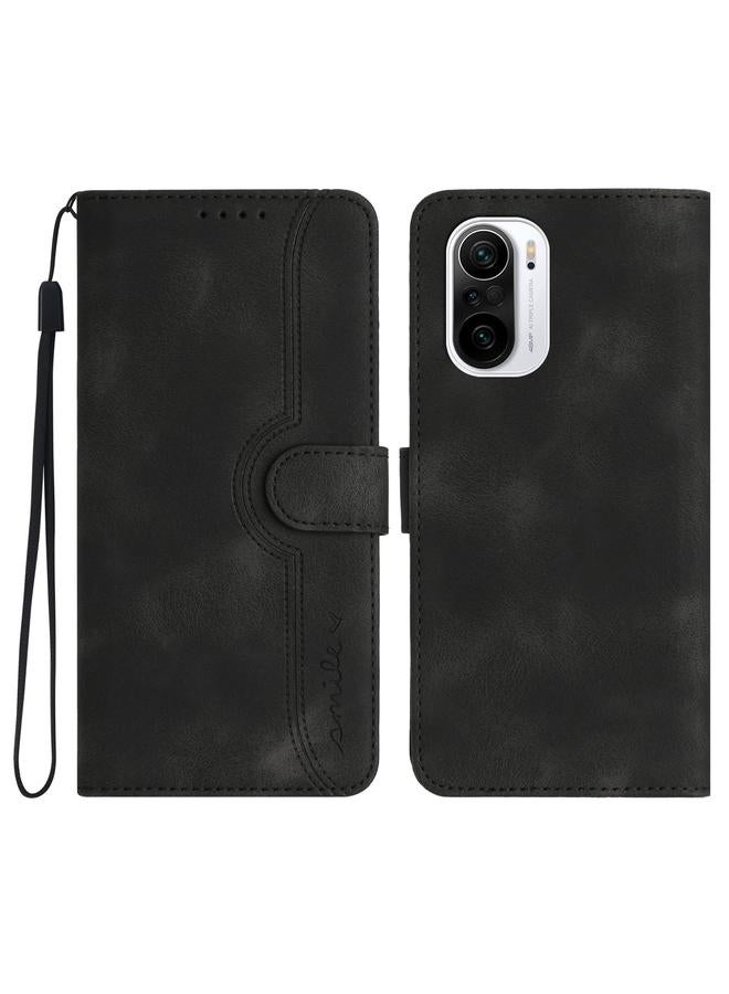 erorex Case For Xiaomi Poco F3 Heart Pattern Skin Feel Leather Phone Case - Image 1