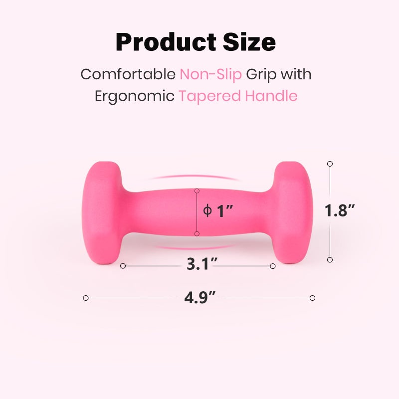 LIONSCOOL Neoprene Coated Dumbbell Weights (Rose Pink 1lb Pair) - Image 4