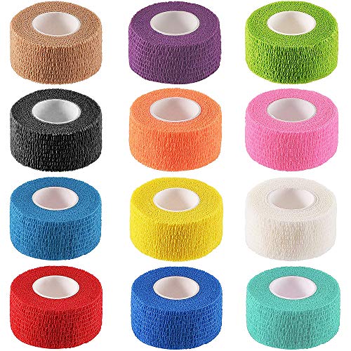 Noverlife 12 Colors Non-wonven Self Adhesive Bandage Wrap for Finger Guard Nail Protector, 2.5cm x 4.5m / 1" x 5yd Waterproof Cohesive Elastic Tape Sports Fixing Band Stretch Wrap - Image 2