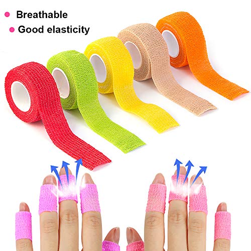 Noverlife 12 Colors Non-wonven Self Adhesive Bandage Wrap for Finger Guard Nail Protector, 2.5cm x 4.5m / 1" x 5yd Waterproof Cohesive Elastic Tape Sports Fixing Band Stretch Wrap - Image 3