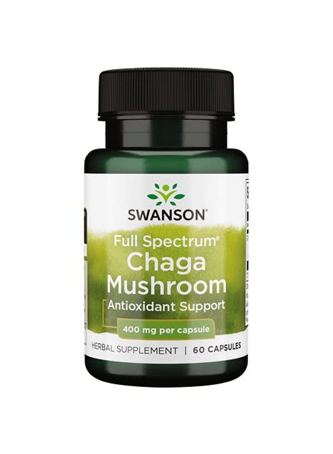SWANSON Full Spectrum Chaga Mushroom Antioxidant Immune Support 400 Milligrams 60 Capsules - Image 1