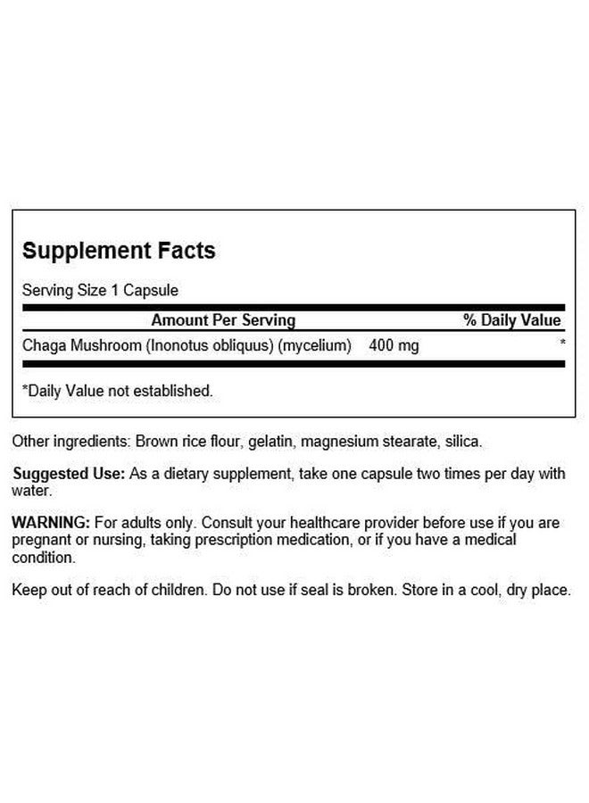 SWANSON Full Spectrum Chaga Mushroom Antioxidant Immune Support 400 Milligrams 60 Capsules - Image 3