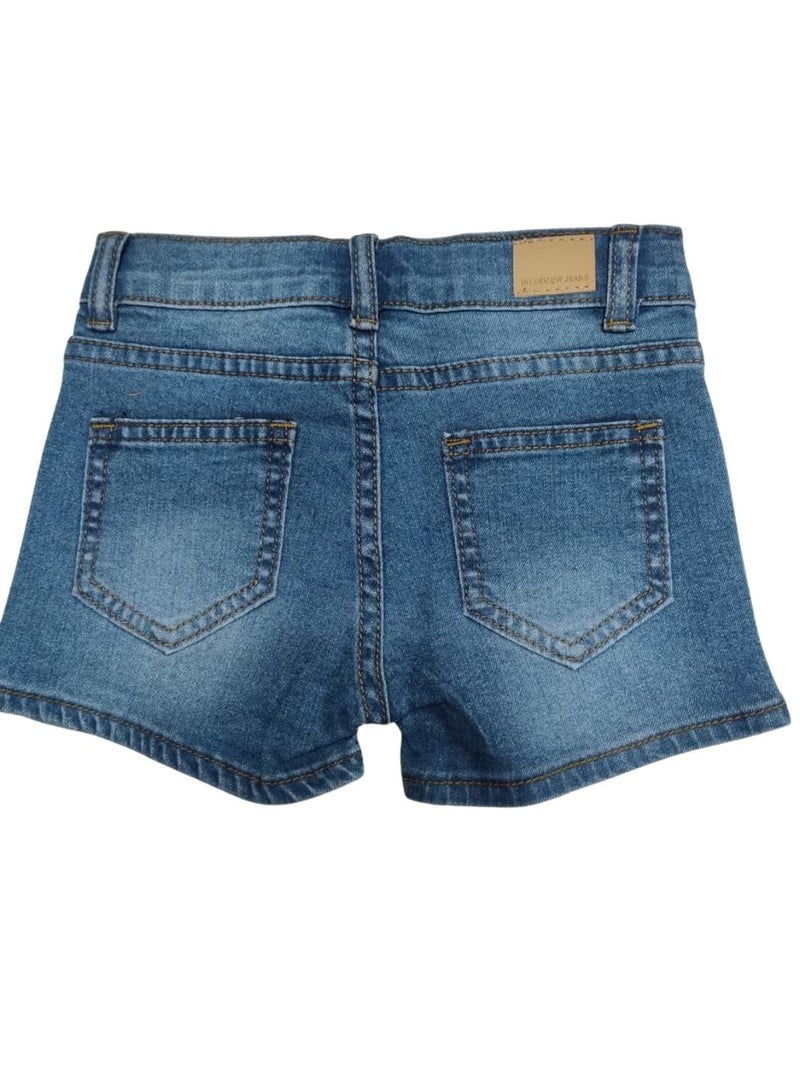 babyqlo Girls Heart Print Adjustable Waist Denim Shorts - Image 4