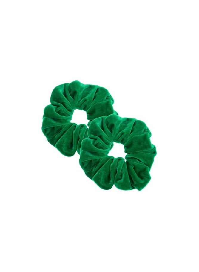 STAR BEJA 2 Pcs Green Color Large Velvet Scrunchies for - Image 1