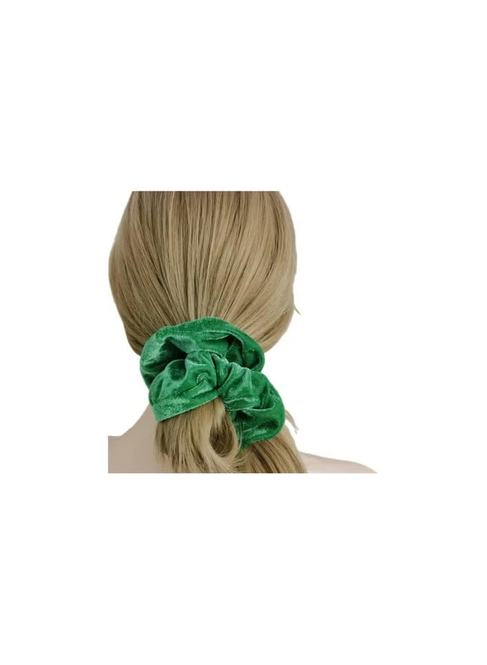 STAR BEJA 2 Pcs Green Color Large Velvet Scrunchies for - Image 2