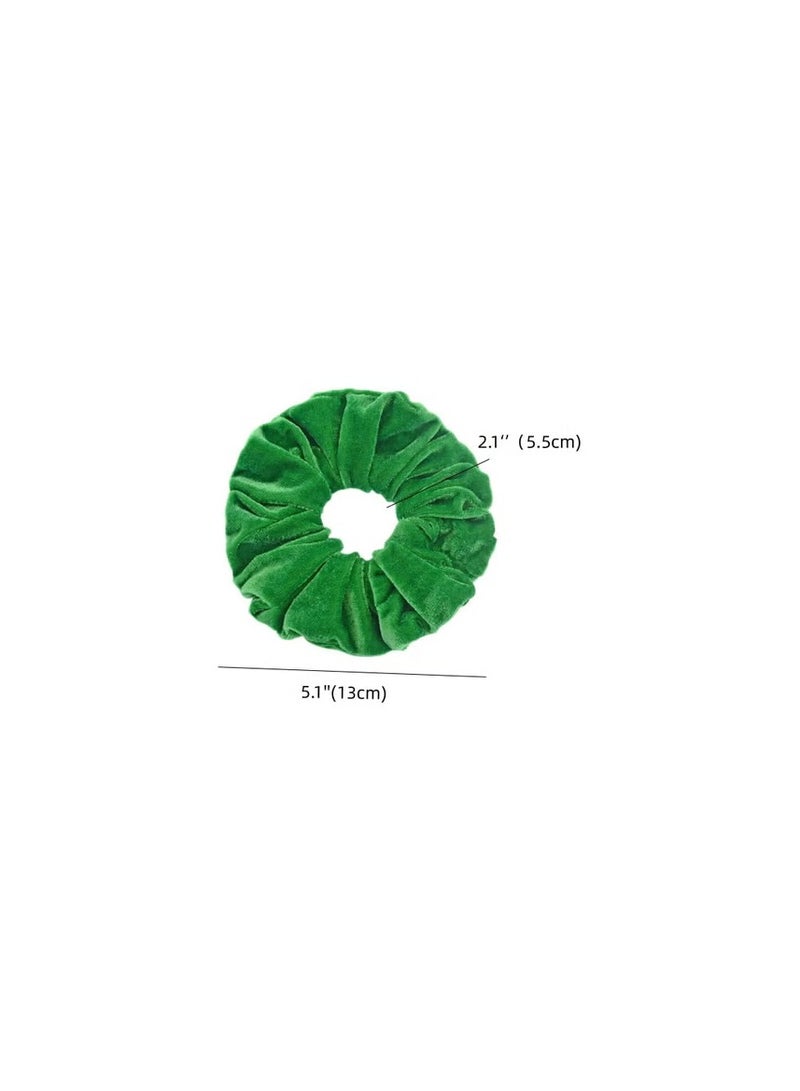 STAR BEJA 2 Pcs Green Color Large Velvet Scrunchies for - Image 3
