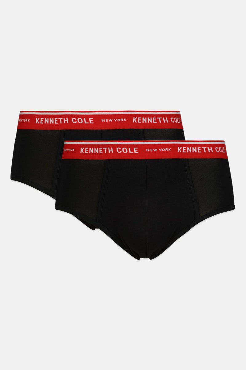 Kenneth Cole Men 2 PIece Brand Logo Briefs, Black - Image 1