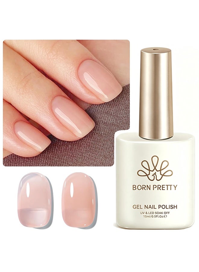Born Pretty Gel Nail Polish,liter Raw powder Gel Nail Polish Jelly Sheer Translucent Neutral Gel Polish Soak Off Nail Art Gel 15ml,Jelly Nude Gel Nail Polish Sheer Translucent Transparent Skin Stone Natural Gel Polish Nail Art DIY at Home 15ML,#09 - Image 1