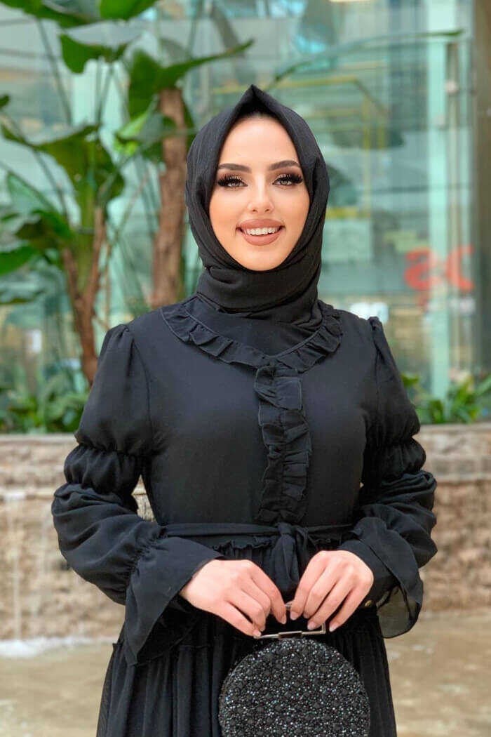 Bym Fashion Bym Layered Look Waist Belted Ruffle Dress 3495 Black - Image 3