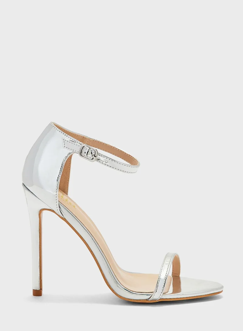 ELLA Ankle Strap Satin Heeled Sandal