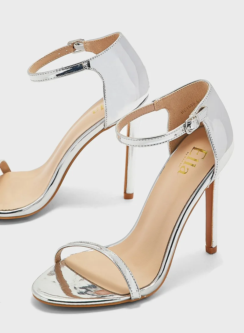 ELLA Ankle Strap Satin Heeled Sandal