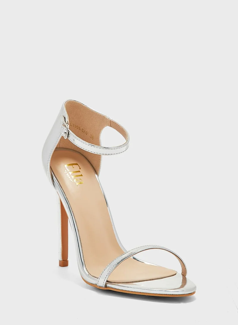 ELLA Ankle Strap Satin Heeled Sandal