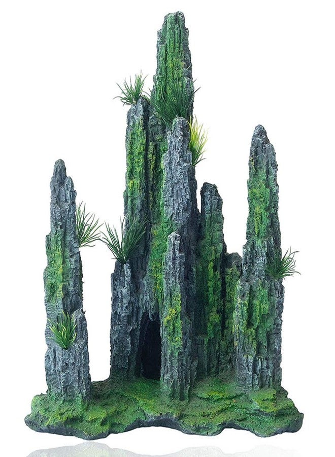 FEDOUR Aquarium Mountain View Stone Ornament Tree Rock Cave Landscape, Large Aquarium Ornament Rock Artificial Fish Tank Decoration - Image 1