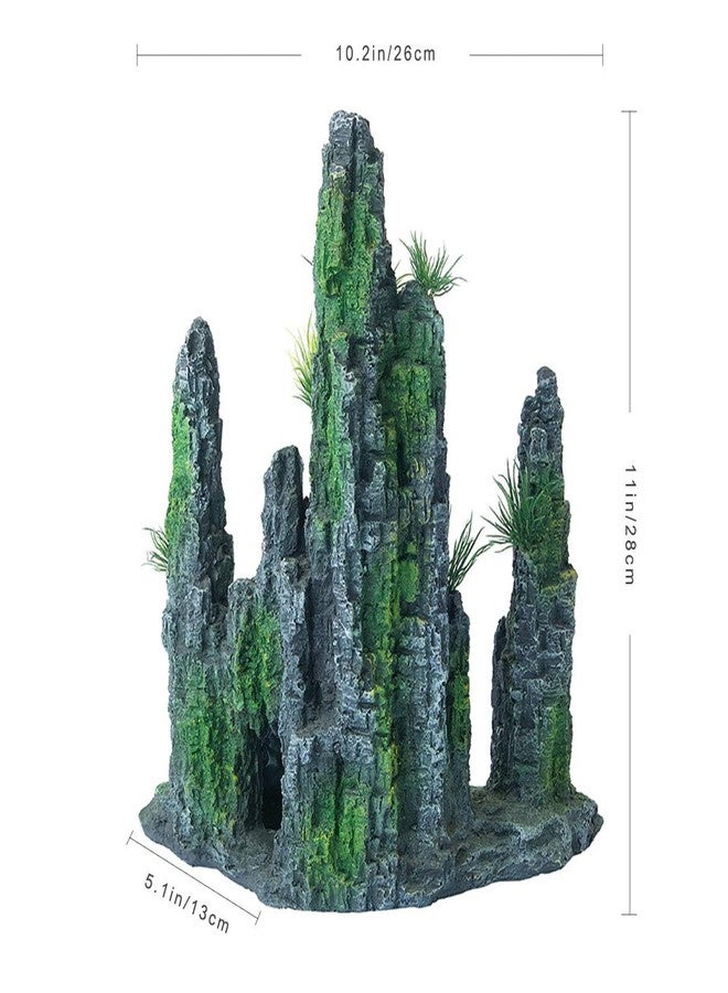FEDOUR Aquarium Mountain View Stone Ornament Tree Rock Cave Landscape, Large Aquarium Ornament Rock Artificial Fish Tank Decoration - Image 3