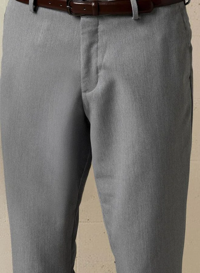 Splash FAV GREY Slim Fit Belted Flexi Waist Trousers for Men | Best Price UAE