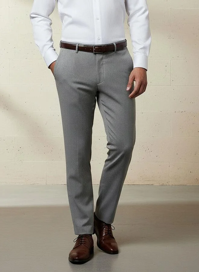 Slim Fit Belted Flexi Waist Trousers