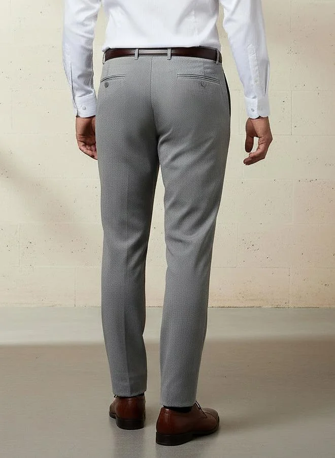 Splash FAV GREY Slim Fit Belted Flexi Waist Trousers for Men | Best Price UAE