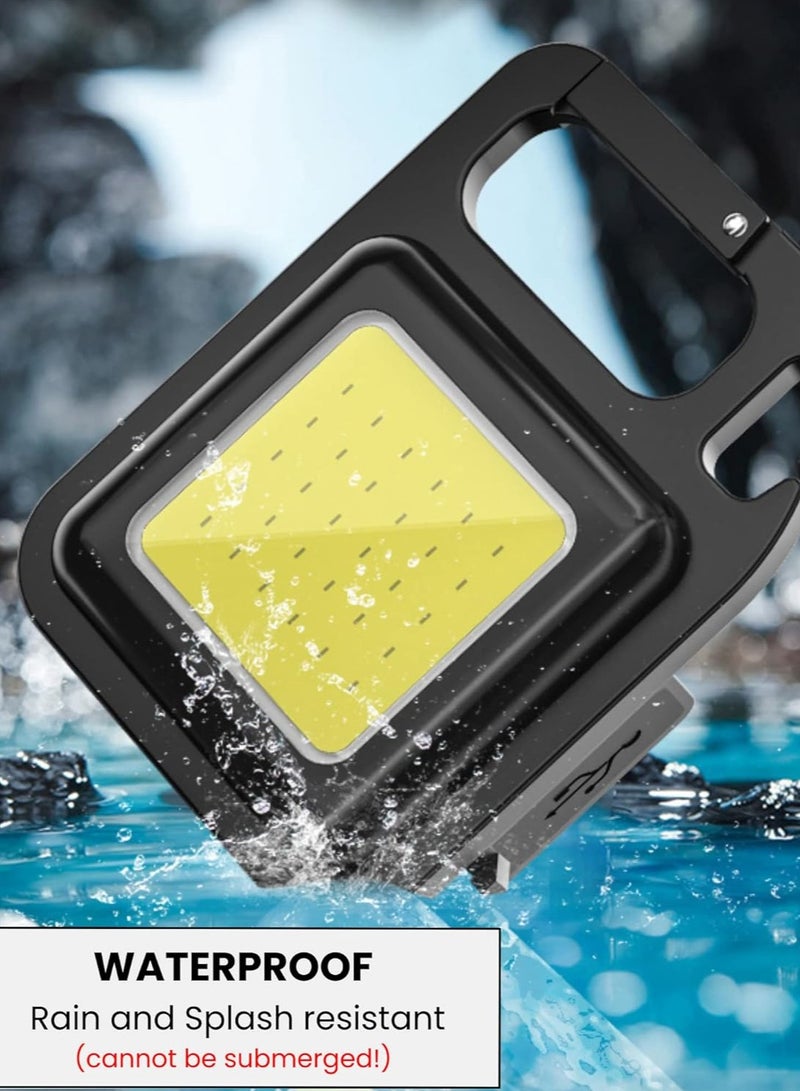 Keychain Flashlight Mini COB LED, Rechargeable, USB Magnetic, Four Light Modes Waterproof Pocket for Multifunctional Work.Mini Emergency Light, Can Opener,... - Image 2