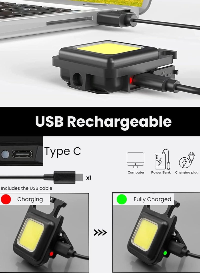 Keychain Flashlight Mini COB LED, Rechargeable, USB Magnetic, Four Light Modes Waterproof Pocket for Multifunctional Work.Mini Emergency Light, Can Opener,... - Image 4