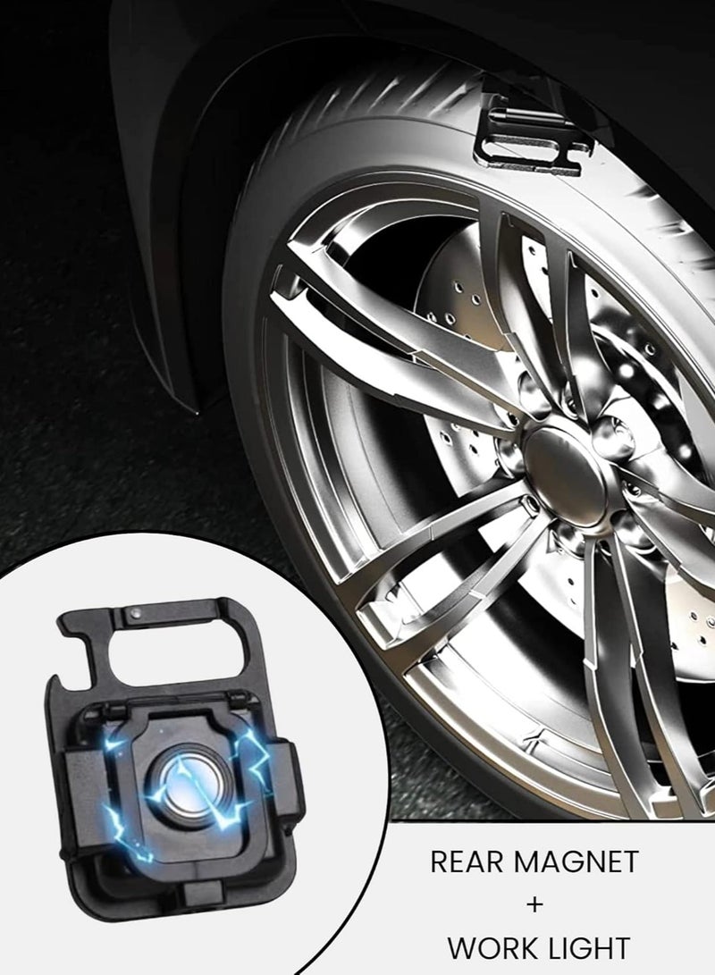 Keychain Flashlight Mini COB LED, Rechargeable, USB Magnetic, Four Light Modes Waterproof Pocket for Multifunctional Work.Mini Emergency Light, Can Opener,... - Image 5