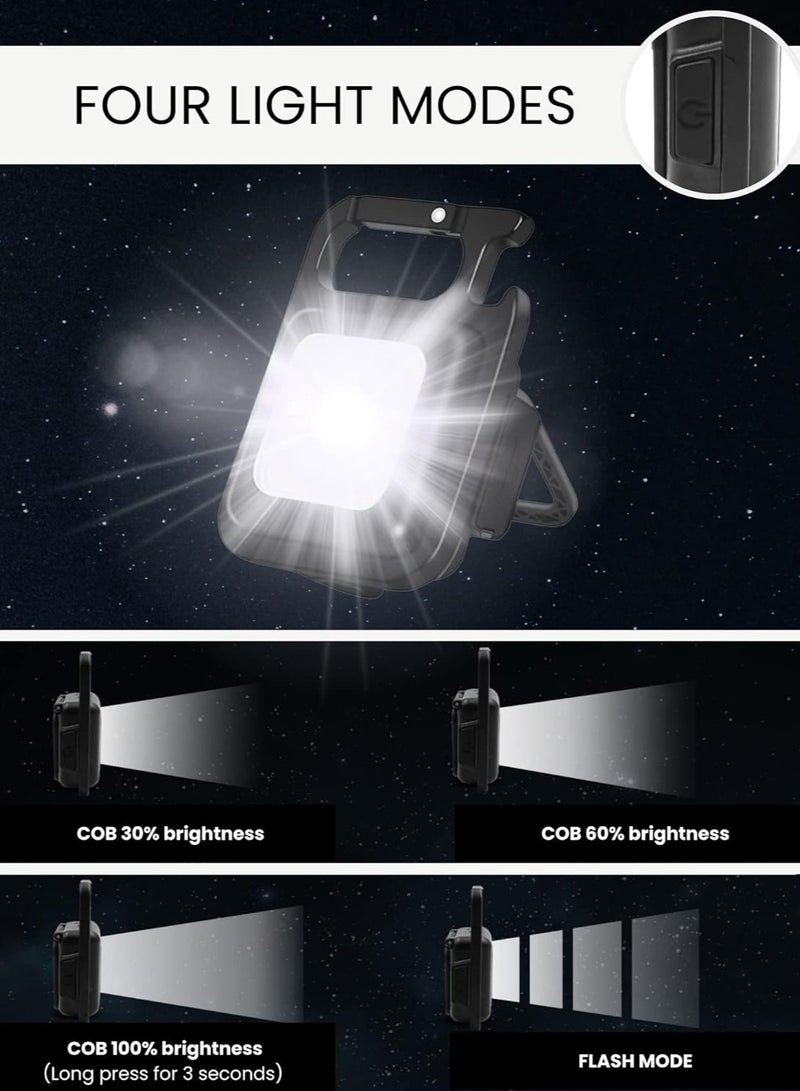 Keychain Flashlight Mini COB LED, Rechargeable, USB Magnetic, Four Light Modes Waterproof Pocket for Multifunctional Work.Mini Emergency Light, Can Opener,... - Image 3