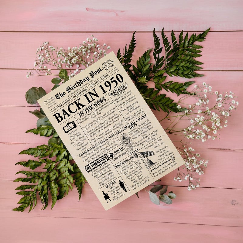 Stuff4 75th Birthday Poster Unframed - Back In 1950 Newspaper - Happy 75th Birthday Gifts for Men Women Vintage Retro Born In 1950  8x10 Inch Seventy-Five Seventy-Fifth Bday Party Decor Decoration - Image 2