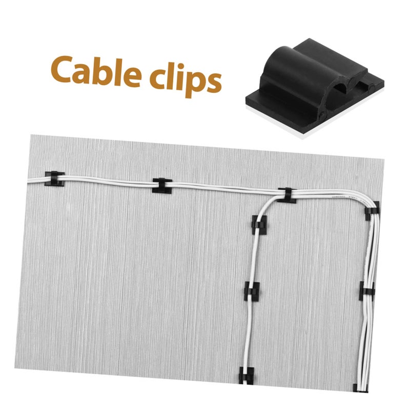 Self Adhesive Cable Holder Clips 100Pcs Black Durable Wire Management For Desk Home Office - Image 4