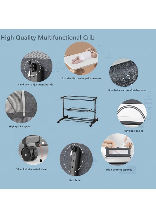 Portable Foldable Crib Bed With Wheels