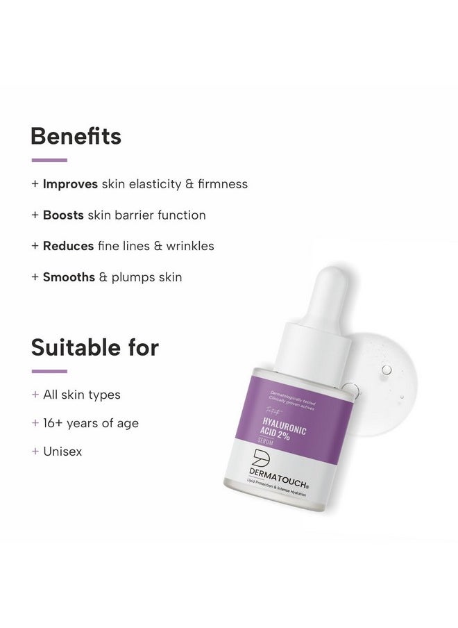 DERMATOUCH Hyaluronic Acid 2% Serum For Intense Hydration Glowing Skin Specially For Dry Skin For Both Men & Women 18Ml  - Image 2