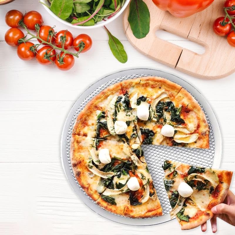 Hazel Aluminum Pizza Screen Tray | Set of 2 Round Crisping Pizza Tray for Crispy Crust (10 inch & 12 inch) - Image 2