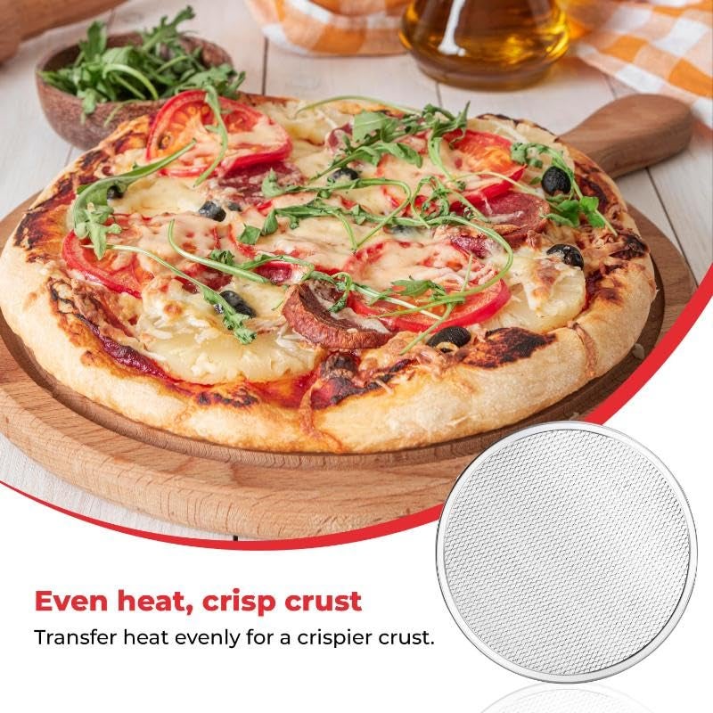 Hazel Aluminum Pizza Screen Tray | Set of 2 Round Crisping Pizza Tray for Crispy Crust (10 inch & 12 inch) - Image 4