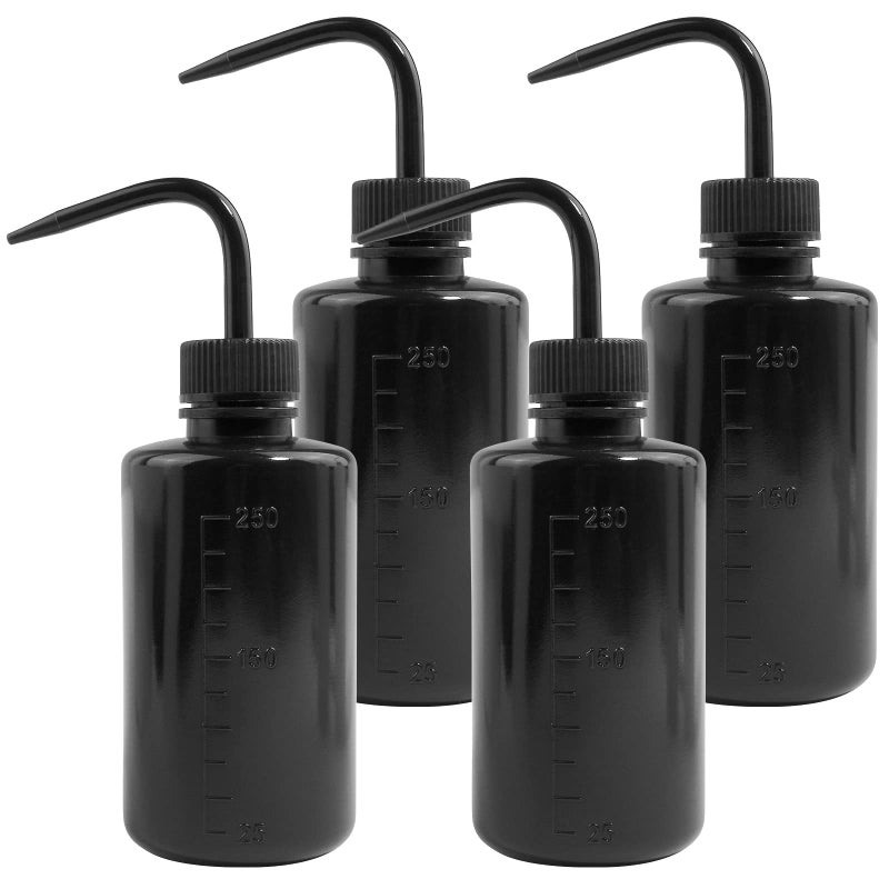 Grosun 4 Packs Tattoo Wash Bottle Water Squirt Squeeze Diffuser Bottles (Black, 250ml) - Image 1