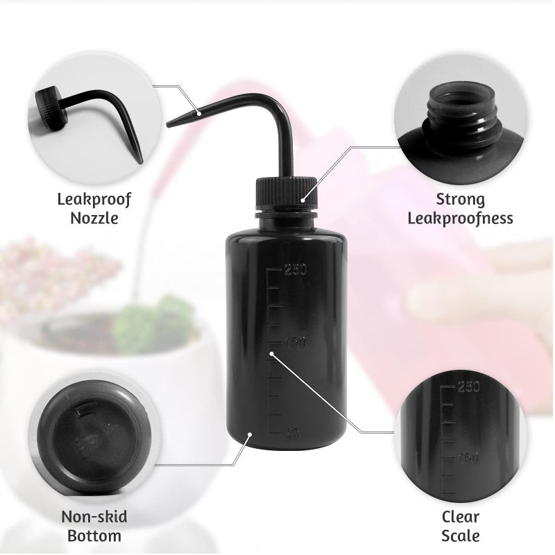 Grosun 4 Packs Tattoo Wash Bottle Water Squirt Squeeze Diffuser Bottles (Black, 250ml) - Image 3