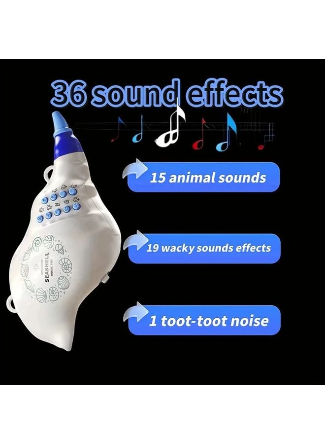 بوق برتقالي من الصدف مع 36 صوتًا للحيوانات لتدريب سعة الرئة للأطفال - Image 4