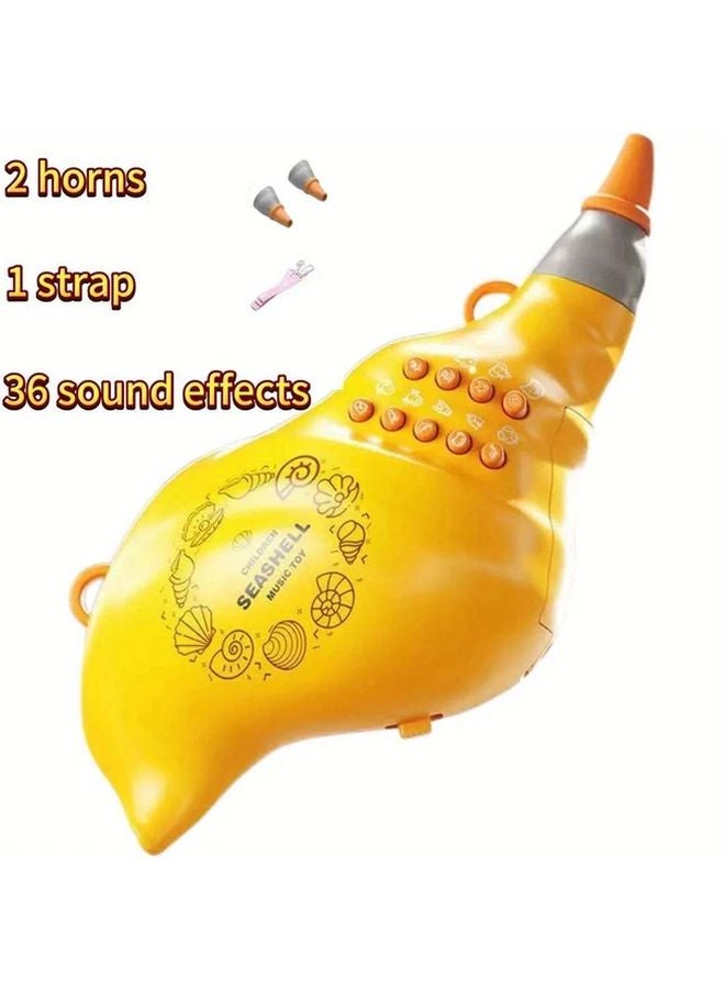 بوق برتقالي من الصدف مع 36 صوتًا للحيوانات لتدريب سعة الرئة للأطفال - Image 1