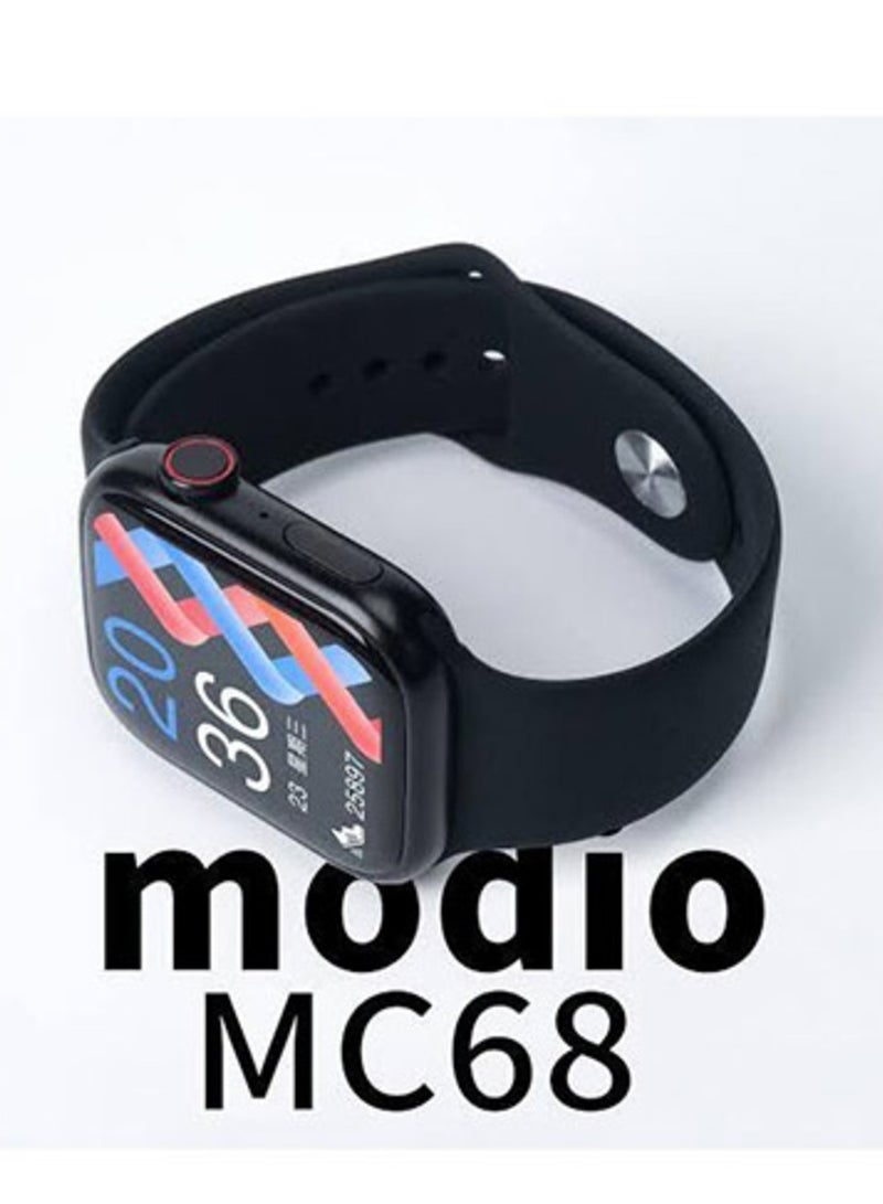 modio Modio MC68 Smartwatch 45mm – Series 8 Design, HD Screen, Fast Wireless Charging, Waterproof, Large Capacity Battery, Customizable Dials (Black) - Image 3